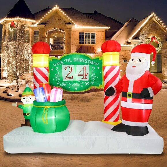 7FT Lighted Advent Calendar Christmas Inflatable with Detachable Letters